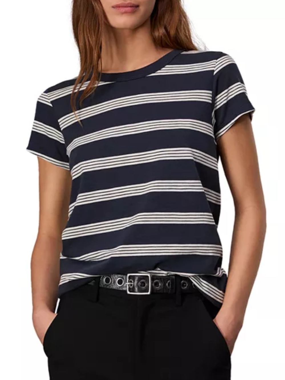 Rag & Bone Revolve | women’s size small Slub Striped Tee navy and white stripe